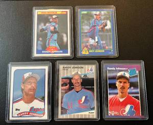 lot 328 image: Randy Johnson 5 RC Lot - Rookie Baseball Cards