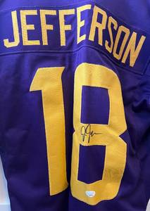 lot 2A image: Justin Jefferson Signed Jersey with JSA COA Size XL Minnesota Vikings Pro Style Football Jersey Autograph