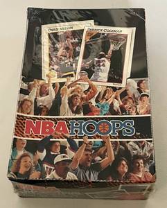 lot 23A image: NBA Hoops 1991-1992 Series 1 Factory Sealed Pack Box, 36 Packs of Basketball Cards - Mint Michael Jordans
