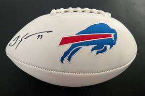 lot 47B image: Tremaine Edmunds Signed Buffalo Bills Football with Beckett COA