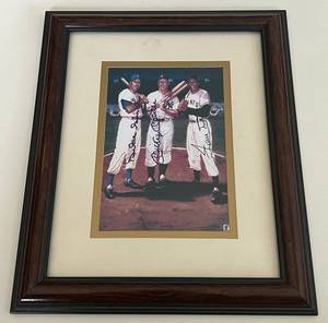 lot 19A image: Mickey Mantle, Willie Mays, Duke Snider Signed and Framed Photo - COA From My Favorite Players Inc.