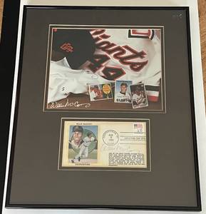 lot 12A image: Willie McCovey Dual Signed, Framed and Matted 14x17 Piece - Includes Auto and Stamped Cooperstown HOF Induction Day and Auto 8x10 Photo - Baseball