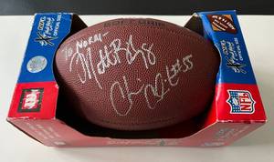 lot 124A image: Matt Birk and Chris Claiborne Signed Football - NWT Wilson Ball - Minnesota Vikings