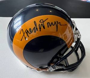 lot 114A image: Fred Dryer Signed St. Louis Rams Mini Football Helmet with PSADNA COA