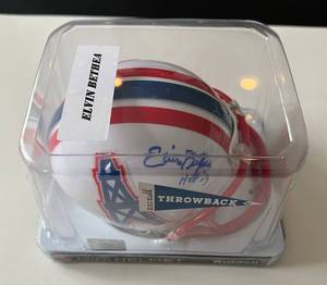 lot 106A image: Elvin Bethea Signed Mini Helmet with Leaf COA - Houston Oilers Football