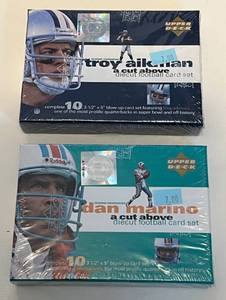 lot 165A image: Troy Aikman and Dan Marino 1997 Upper Duck A Cut Above Die Cut Jumbo Card Sets - NewSealed