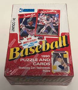 lot 156A image: 1990 Donruss Baseball Factory Sealed Wax Pack Box - 36 Packs of Baseball Cards