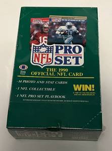 lot 155A image: 1990 Pro Set NFL Football Factory Sealed Wax Pack Box - 36 Packs of Football Cards