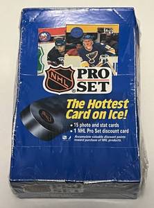lot 145A image: 1990 Pro Set Hockey Series I Factory Sealed Wax Pack Box - 36 Packs of Hockey Cards