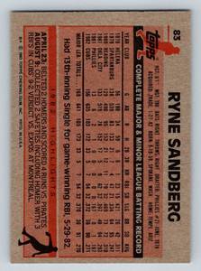 lot 337 image: Ryne Sandberg RC 1983 Topps #83 Vintage Baseball Card