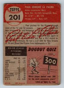 lot 342 image: 1953 Topps Paul La Palme #210 Vintage Baseball Card