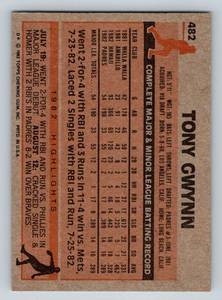 lot 343 image: Tony Gwynn RC 1983 Topps #482 Vintage Baseball Rookie Card
