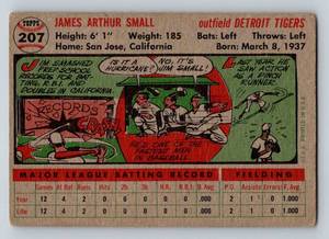 lot 344 image: 1956 Topps Jim Small #207 Vintage Baseball Card