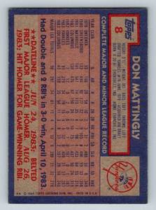 lot 345 image: Don Mattingly RC 1984 Topps #8 Vintage Rookie Baseball Card