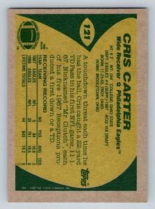 lot 356 image: Cris Carter RC 1989 Topps #121 Rookie Minnesota Vikings Football Card