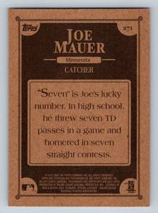 lot 357 image: Joe Mauer RC 2003 Topps 206 #271 Rookie Minnesota Twins Baseball Card