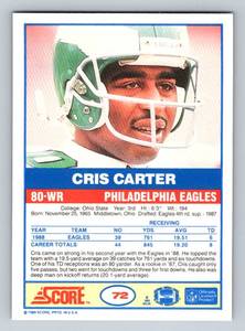 lot 360 image: Cris Carter RC 1989 Score #72 Rookie Minnesota Vikings Football Card