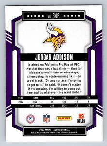 lot 362 image: Jordan Addison RC 2023 Score #346 Rookie Minnesota Vikings Football Card