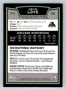 lot 371 image: Kevin Love RC 2008 Bowman #115 Rookie Minnesota Timberwolves Basketball Card