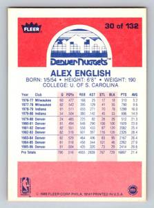 lot 372 image: Alex English 1986 Fleer #30 Vintage Basketball Card
