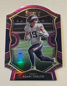 lot 378 image: Adam Thielen Die Cut Purple 2020 Select #14 Minnesota Vikings Football Card