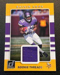 lot 379 image: Dalvin Cook Relic RC 2017 Donruss Rookie Threads #13 Rookie Minnesota Vikings Football Card
