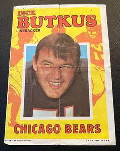 lot 395 image: Dick Butkus 1971 Topps Poster #28 Vintage Football Cards