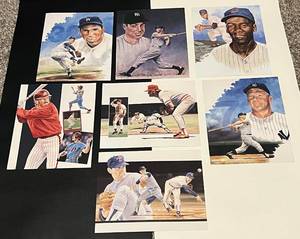 lot 202A image: Baseball Stars (7) 8x10 Print Set - Mantle, Koufax, Ryan, DiMaggio, Schmidt, Banks, and Rose
