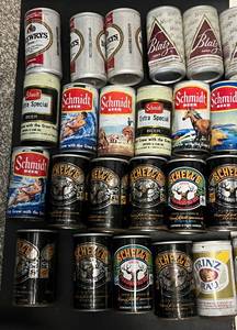 lot 206A image: 42 Vintage Beer Cans - Schells, Schmidt, Prinz, Leinenkugel, Blatz, Drewerys