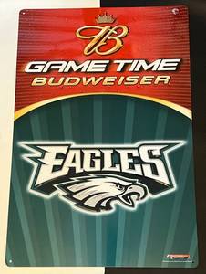 lot 405 image: Philadelphia Eagles Budweiser 18.5x28 Game Time Sign Football