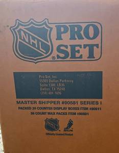 lot 30C image: Case of 1990 Pro Set Series I Hockey - Includes 20 Boxes with 36 packs of Cards - UnopenedSealed Case