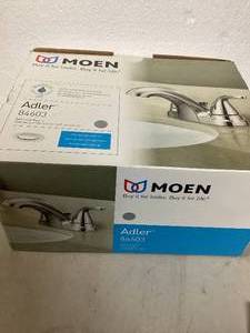 MOEN Adler 4 in. Centerset 2-Handle Low-Arc Bathroom Faucet in Chrome Customer Returns See Pictures