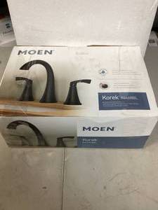 MOEN Korek 8 in. Widespread Double Handle High-Arc Bathroom Faucet with Valve in Matte Black Customer Returns See Pictures
