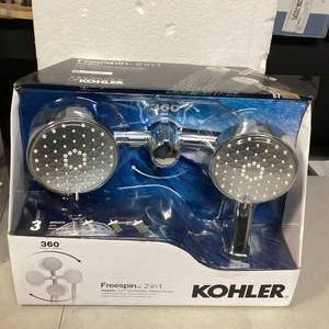 KOHLER Awaken 3-Spray 5 in. Dual Wall Mount Fixed and Handheld Shower Head 2.5 GPM in Polished Chrome Customer Returns See Pictures