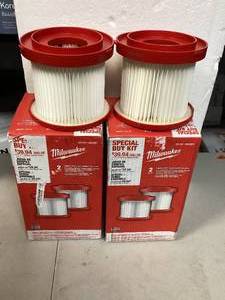 Lot of 2 Milwaukee WetDry Vacuum Hepa Filter (2-Pack)   Customer Returns See Pictures