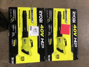 Lot of 2 RYOBI 40V HP Brushless Whisper Series 155 MPH 600 CFM Cordless Battery Leaf Blower (Tool Only) Customer Returns See Pictures