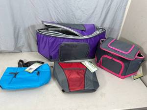 4 New Assorted Soft Side Coolers  Bags