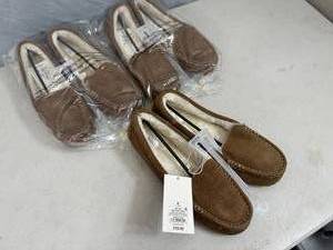 3 New Pairs of Leather Moccasin Slippers