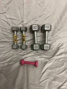 10lb, 5lb, 1 lb Dumbells