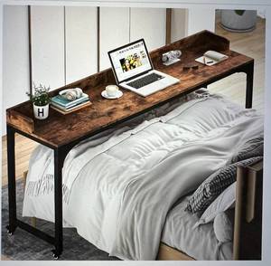 Brown and Black Tribesigns Overbed table with Metal Legs