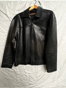 Genuine Leather Zip-Up Coat