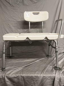 White Shower Bench. With Metal Framing