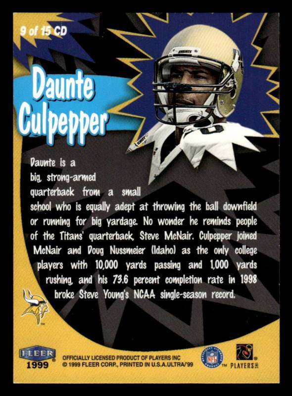 1999 Ultra Caught in the Draft Daunte Culpepper Rookie Card #9