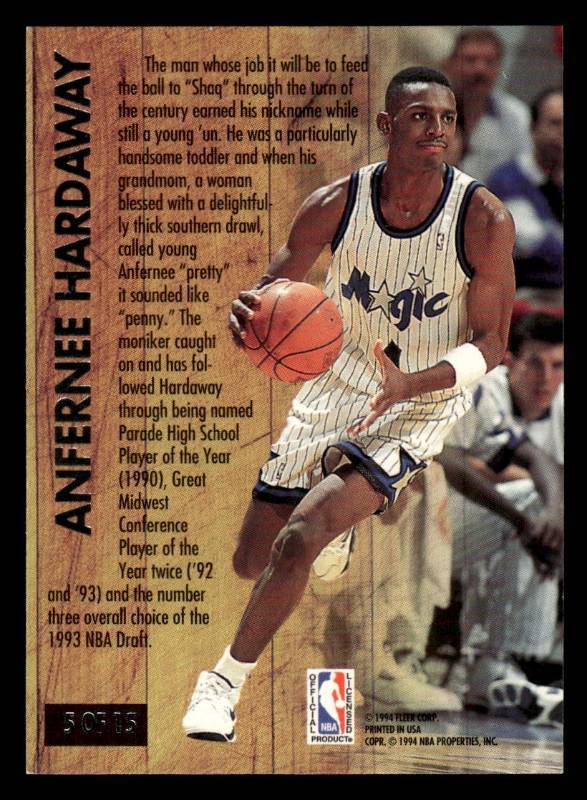 1993 Ultra Famous Nicknames Anfernee Penny Hardaway Rookie Card #5