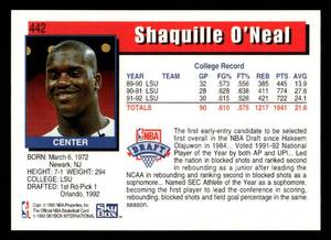 1992 NBA Hoops Shaquille ONeal Rookie #442