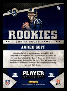 2016 Panini Foil Jared Goff Rookie #21