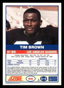 1989 Score Tim Brown Rookie #86