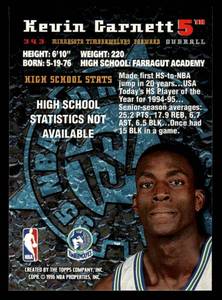 1995 Stadium Club Kevin Garnett Rookie #343