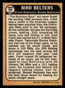 1968 Topps Bird Belters Frank & Brooks Robinson #530 - High Grade Condition.
