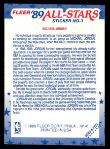 1989 Fleer All-Stars Sticker Michael Jordan #3